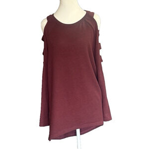 LoveRiche Womens Casual Oversized Aymmetrical Knit Tunic Size S Cutout Preppy